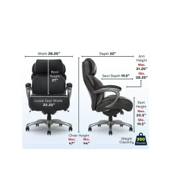 Big & Tall Ergonomic Bonded Leather Swivel Executive Chair, Black (44954) Office Chairs