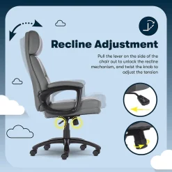 Discount Comfort Big & Tall Ergonomic Bonded Leather Swivel Executive Chair, Gray (CHR10131C) Office Chairs