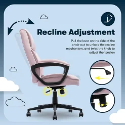 Hot Comfort Classic Ergonomic Velvet Fabric Swivel Executive Chair, Pink (CCHR10005C) Office Chairs