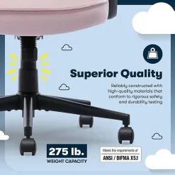 Hot Comfort Classic Ergonomic Velvet Fabric Swivel Executive Chair, Pink (CCHR10005C) Office Chairs