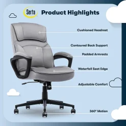 Hot Comfort Classic Ergonomic Velvet Fabric Swivel Executive Chair, Gray (CCHR10005A) Office Chairs