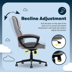 Hot Comfort Classic Ergonomic Velvet Fabric Swivel Executive Chair, Gray (CCHR10005A) Office Chairs