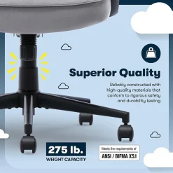 Hot Comfort Classic Ergonomic Velvet Fabric Swivel Executive Chair, Gray (CCHR10005A) Office Chairs