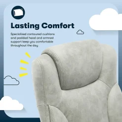 New Comfort Eco Ergonomic Velvet Fabric Swivel Executive Chair, Light Grey (CCHR10006A) Office Chairs