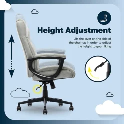 New Comfort Eco Ergonomic Velvet Fabric Swivel Executive Chair, Light Grey (CCHR10006A) Office Chairs