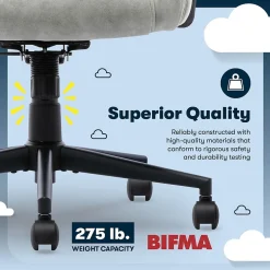 New Comfort Eco Ergonomic Velvet Fabric Swivel Executive Chair, Light Grey (CCHR10006A) Office Chairs