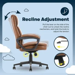 Best Comfort Ergo Ergonomic Bonded Leather Swivel Executive Chair, Cognac (CCHR10016A) Office Chairs