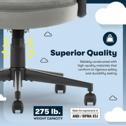 Best Comfort Ergo Ergonomic Velvet Fabric Swivel Executive Chair, Gray (CCHR10016C) Office Chairs