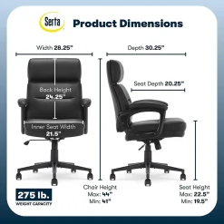 Comfort Ergonomic Bonded Leather Swivel Executive Chair, Black (CHR10130A) Office Chairs