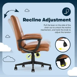 Hot Comfort Modern Ergonomic Bonded Leather Swivel Executive Chair, Cognac (CHR10132D) Office Chairs