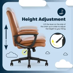 Hot Comfort Modern Ergonomic Bonded Leather Swivel Executive Chair, Cognac (CHR10132D) Office Chairs