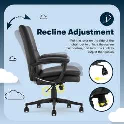 Discount Comfort Modern Ergonomic Bonded Leather Swivel Executive Chair, Black (CHR10132A) Office Chairs