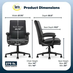 Discount Comfort Modern Ergonomic Bonded Leather Swivel Executive Chair, Black (CHR10132A) Office Chairs