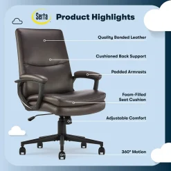 Comfort Modern Ergonomic Bonded Leather Swivel Executive Chair, Brown (CHR10132B) Office Chairs