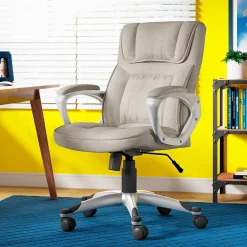 New Cyrus Ergonomic Fabric Swivel Executive Chair, Glacial Gray (47910) Office Chairs