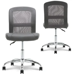 New Essentials Armless Ergonomic Bonded Leather/Mesh Swivel Task Chair, (48740A) Ergonomic Chairs