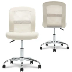 Essentials Armless Ergonomic Bonded Leather/Mesh Swivel Task Chair, (48740B) Office Chairs