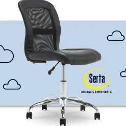 New Essentials Armless Ergonomic Bonded Leather/Mesh Swivel Task Chair, (48740) Ergonomic Chairs