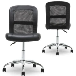 New Essentials Armless Ergonomic Bonded Leather/Mesh Swivel Task Chair, (48740) Ergonomic Chairs