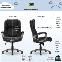 Outlet Garret Ergonomic Bonded Leather Swivel Executive Office Chair, (43520A) Ergonomic Chairs