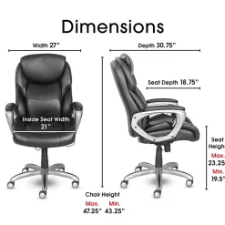 Clearance My Fit Ergonomic Bonded Leather Swivel Executive Chair, Black (CHR100015) Office Chairs