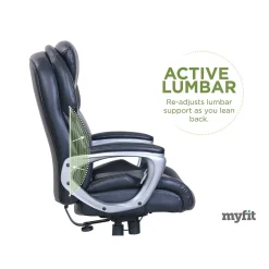 Clearance My Fit Ergonomic Bonded Leather Swivel Executive Chair, Black (CHR100015) Office Chairs