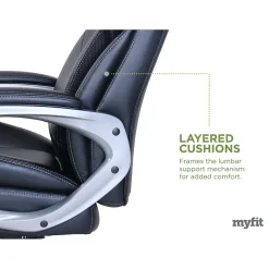 Clearance My Fit Ergonomic Bonded Leather Swivel Executive Chair, Black (CHR100015) Office Chairs