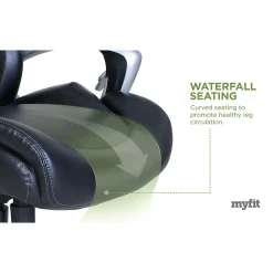 Clearance My Fit Ergonomic Bonded Leather Swivel Executive Chair, Black (CHR100015) Office Chairs