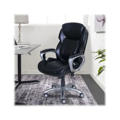 Outlet My Fit Ergonomic Bonded Leather Swivel Executive Chair, Black (CHR100014) Office Chairs