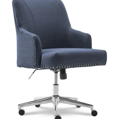 Best Style Leighton Fabric Fabric Swivel Computer and Desk Chair, Blue (47925A) Office Chairs