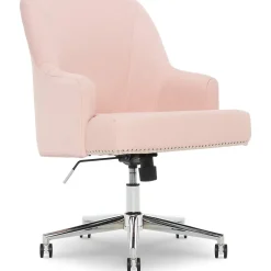 Sale Style Leighton Fabric Swivel Home Office Chair, Blush Pink (47925C) Office Chairs