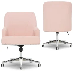 Sale Style Leighton Fabric Swivel Home Office Chair, Blush Pink (47925C) Office Chairs