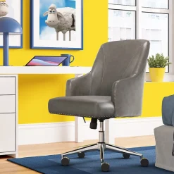 Clearance Style Leighton Faux Leather Swivel Home Office Chair, Gray (47925G) Office Chairs