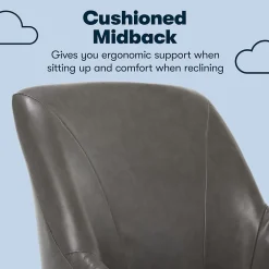 Clearance Style Leighton Faux Leather Swivel Home Office Chair, Gray (47925G) Office Chairs