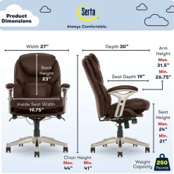 Outlet Works Ergonomic Faux Leather Swivel Executive Chair with Back in Motion Technology, (44186B) Ergonomic Chairs
