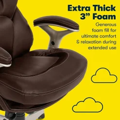 Outlet Works Ergonomic Faux Leather Swivel Executive Chair with Back in Motion Technology, (44186B) Ergonomic Chairs