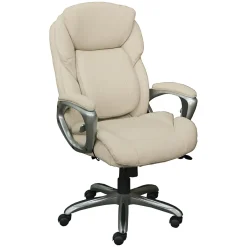 Sale Works My Fit Ergonomic Bonded Leather Swivel Executive Chair, Ivory (48097A) Office Chairs