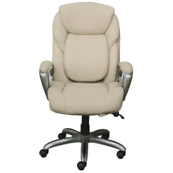 Sale Works My Fit Ergonomic Bonded Leather Swivel Executive Chair, Ivory (48097A) Office Chairs