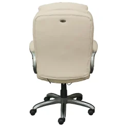Sale Works My Fit Ergonomic Bonded Leather Swivel Executive Chair, Ivory (48097A) Office Chairs