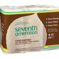 Paper Towels<Seventh Generation Recycled Paper Towels, 2-ply, 120 Sheets/Roll, 6 Rolls/Pack (13737PK)