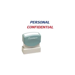 Xstamper Shachihata Inc "Personal/Confidential" Pre-Inked Stamp, Blue/Red, 1/2" x 1 5/8" New