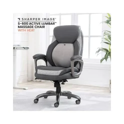 Outlet S-600 Active Lumbar Ergonomic Bonded Leather Swivel Executive Massage Chair, (60098-GRY) Ergonomic Chairs