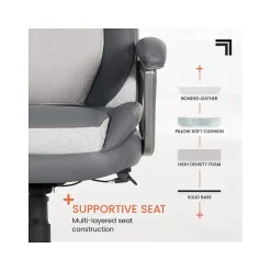 Outlet S-600 Active Lumbar Ergonomic Bonded Leather Swivel Executive Massage Chair, (60098-GRY) Ergonomic Chairs