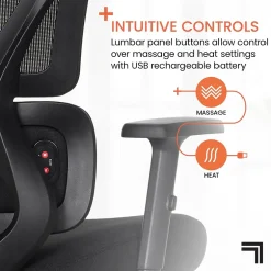 Hot S850 Ergonomic Mesh Swivel Massage with Heat Executive Task Chair with Footrest, Black (60106-BLK) Office Chairs