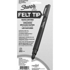 Sharpie Felt Pens, Fine Point, 0.4mm, Black Ink, 4/Pack (1742661) New