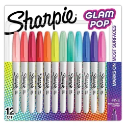 Sharpie Glam Pop Permanent Markers, Fine Tip, Assorted, 12/Pack (2185226) Best