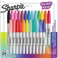 Sharpie Glam Pop Permanent Marker, Fine Tip, Assorted, 24/Pack (2185229) New
