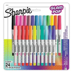 Sharpie Glam Pop Permanent Markers, Ultra Fine Tip, Assorted, 24/Pack (1949558) Clearance