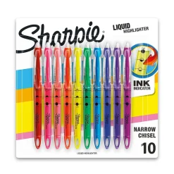 Sharpie Liquid Highlighter, Chisel Tip, Assorted, 10/Pack (24415PP) Outlet