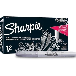 Sharpie Metallic Permanent Marker, Fine Point, Silver, 12/Pack (19365-PK12) Hot